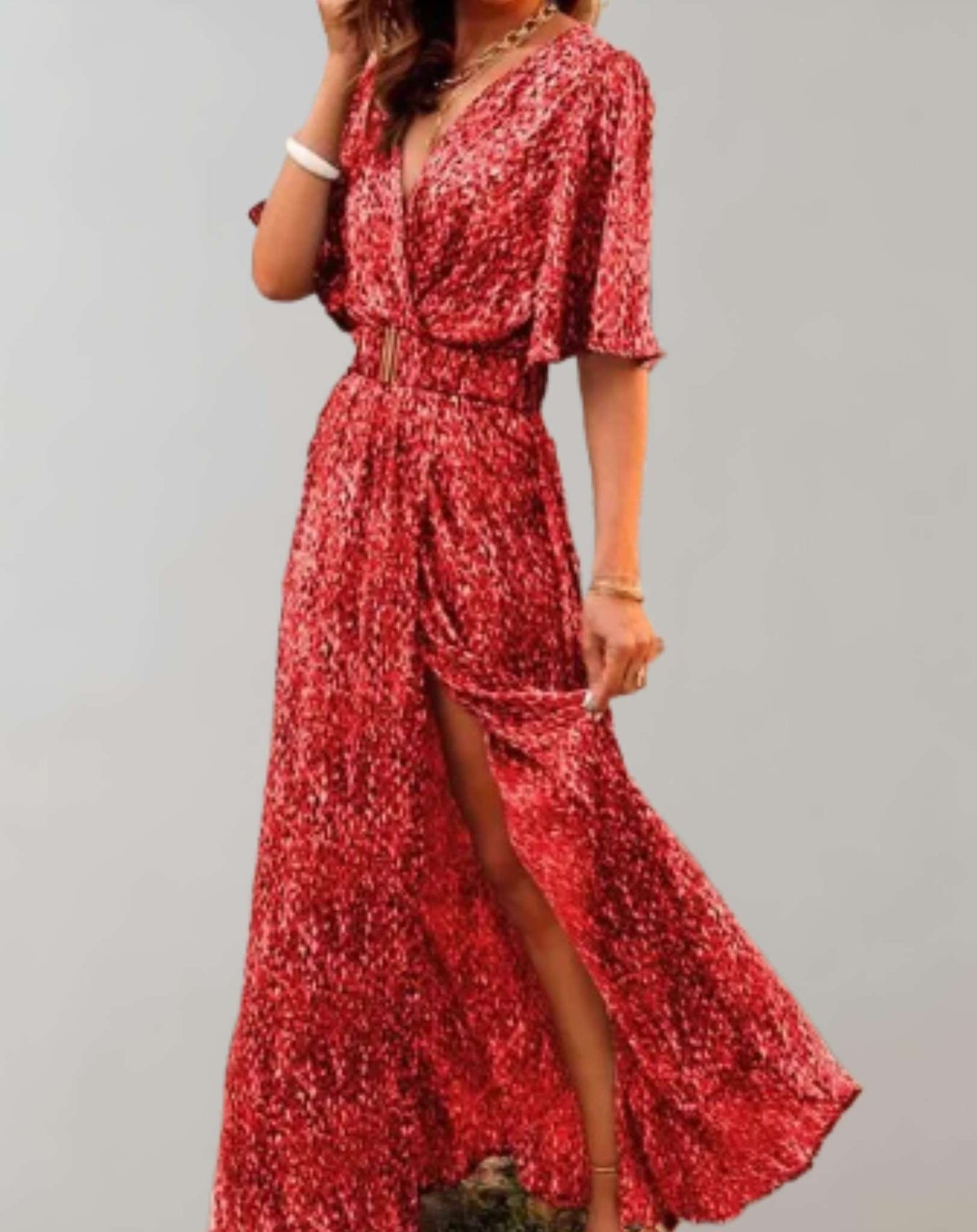 Robe Longue Décontractée en Mélange de Polyester pour Femmes