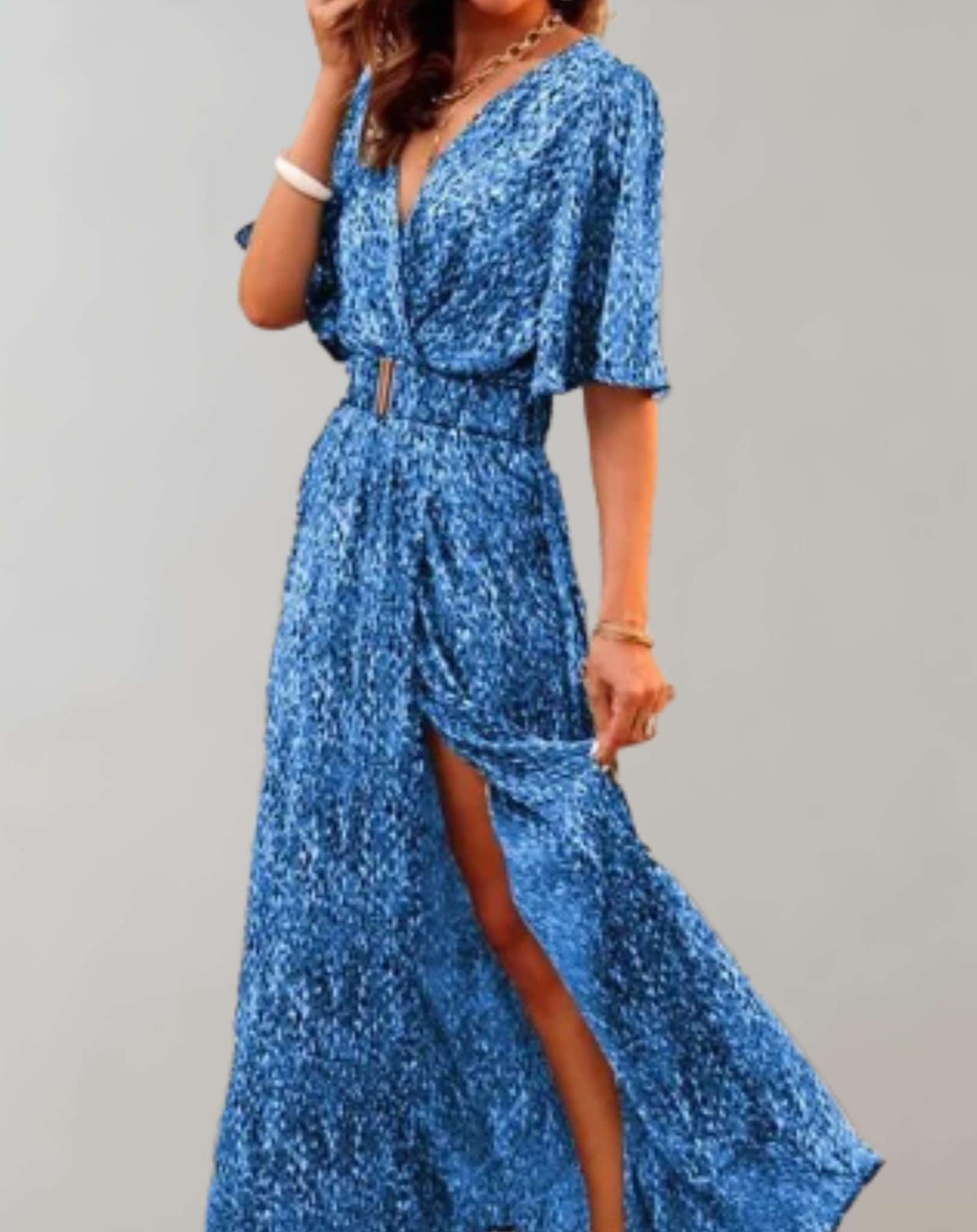 Robe Longue Décontractée en Mélange de Polyester pour Femmes