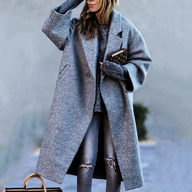 Élégant Manteau Long à Motifs pour Femmes