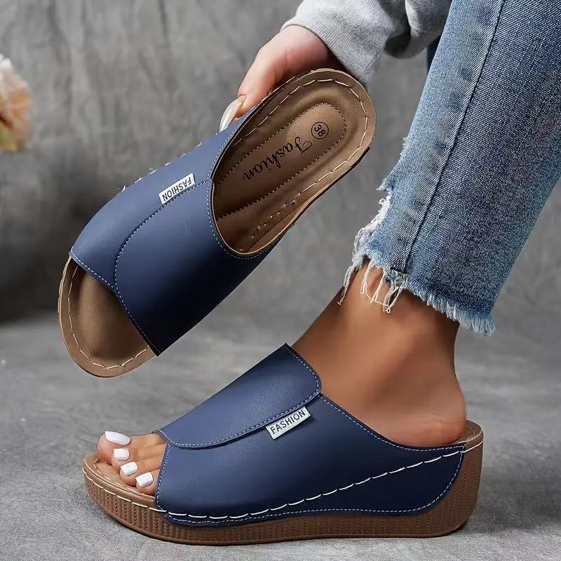 Mules ouvertes à semelle surélevée avec couture visible