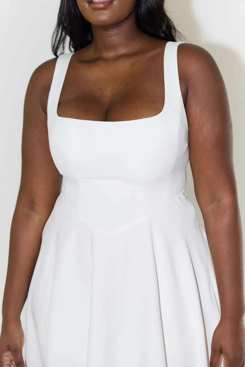 Chic Robe Midi à Haute Taille et Col Carré pour Femmes