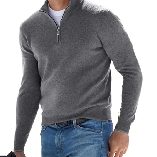 Élégant Pull à Col V avec Zip pour Hommes