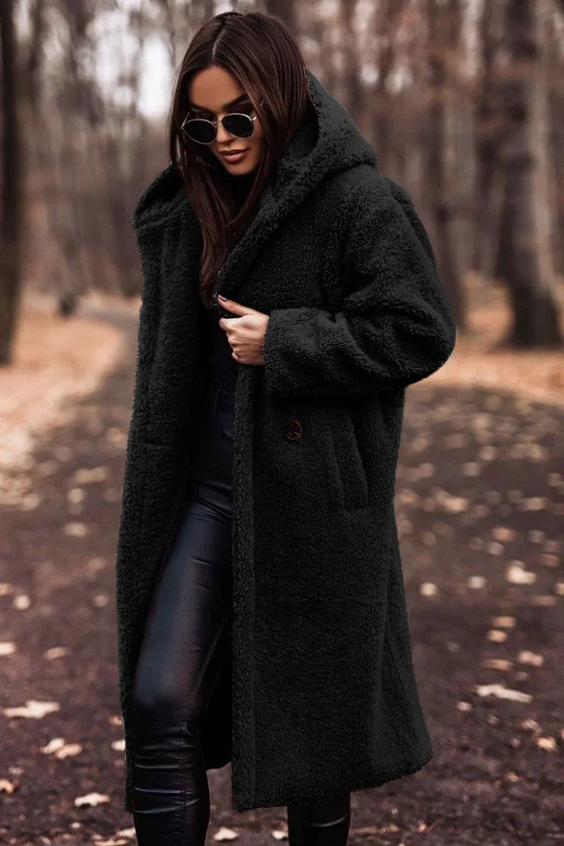 Élégant Manteau Long à Capuche pour Femmes