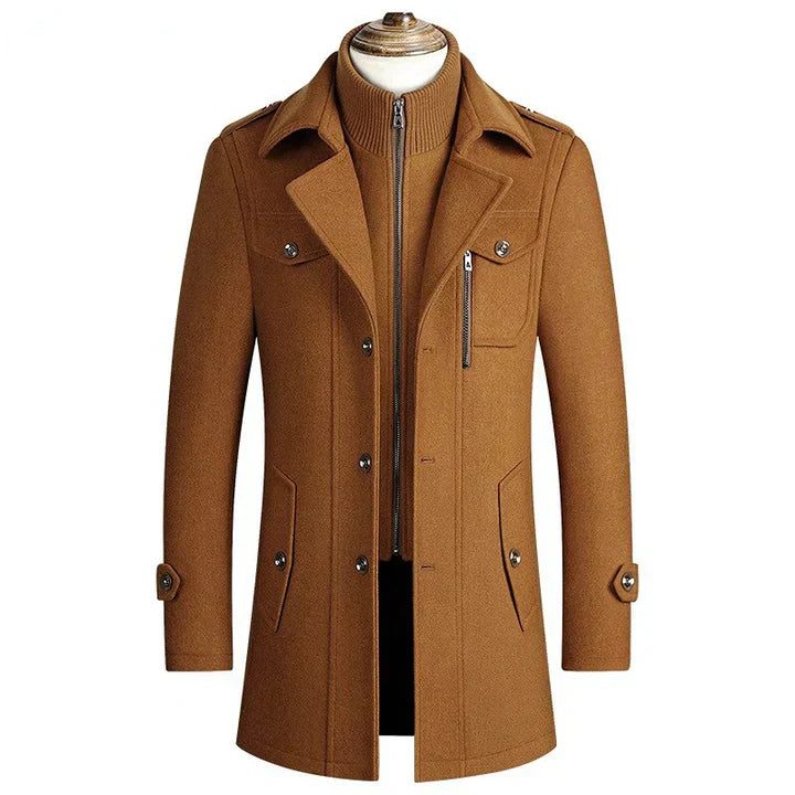 Trench-coat à col ouvert pour hommes