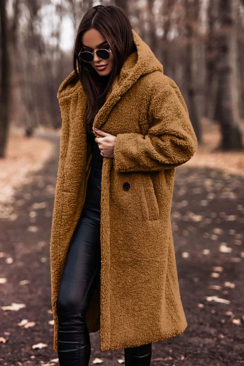Élégant Manteau Long à Capuche pour Femmes