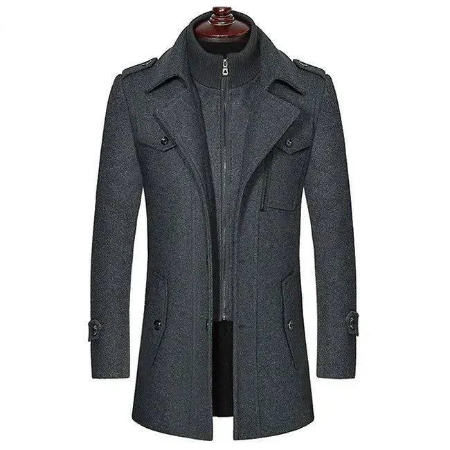 Trench-coat à col ouvert pour hommes