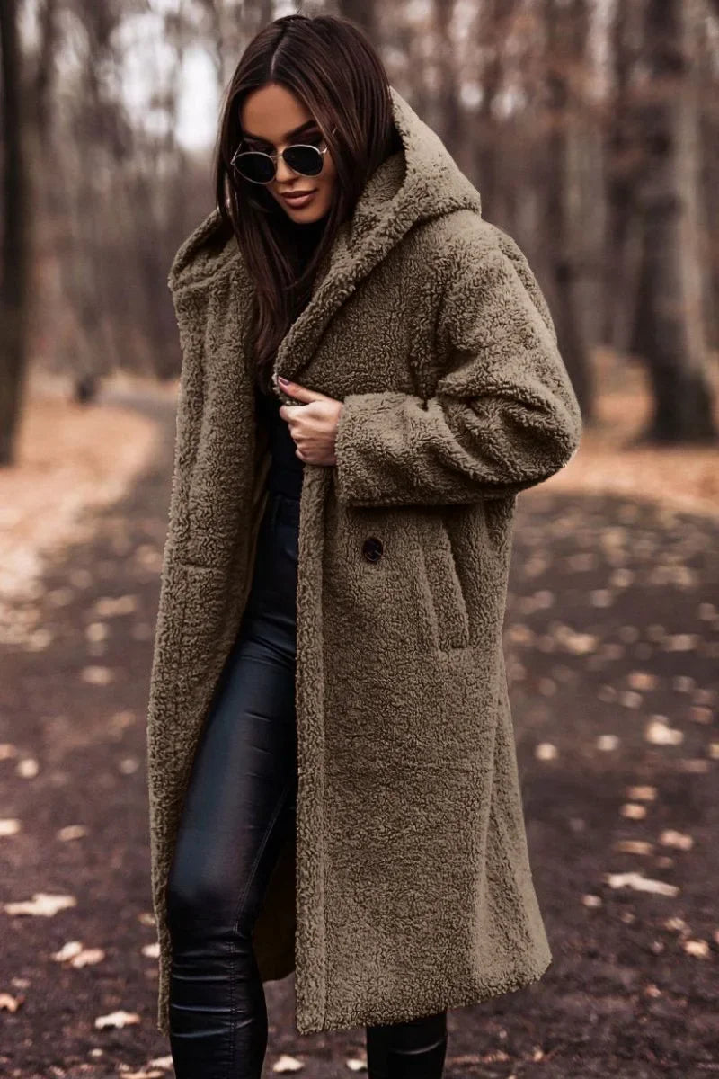 Élégant Manteau Long à Capuche pour Femmes