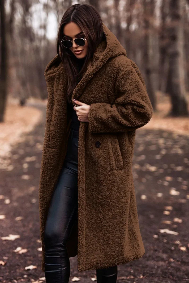 Élégant Manteau Long à Capuche pour Femmes