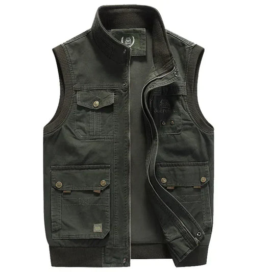 Gilet utilitaire vintage à poches multiples pour hommes