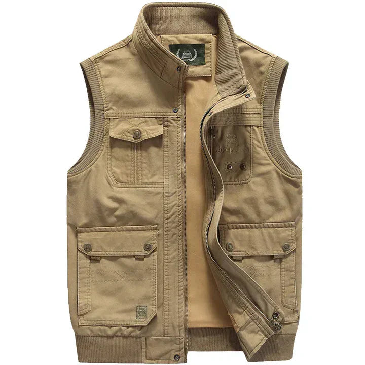 Gilet utilitaire vintage à poches multiples pour hommes