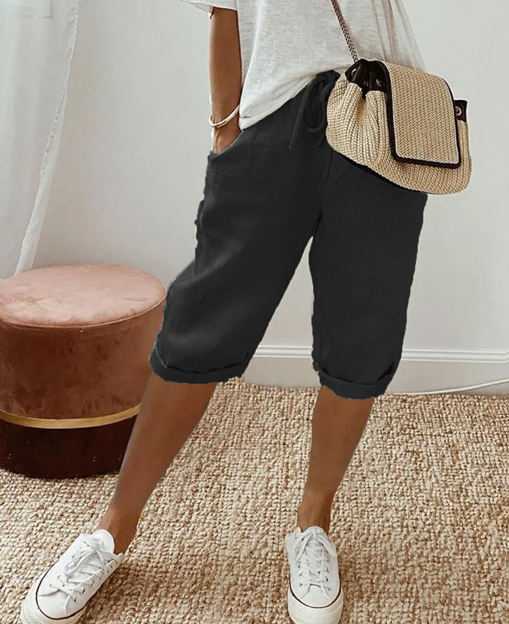 Short Élégant en Lin pour Femmes