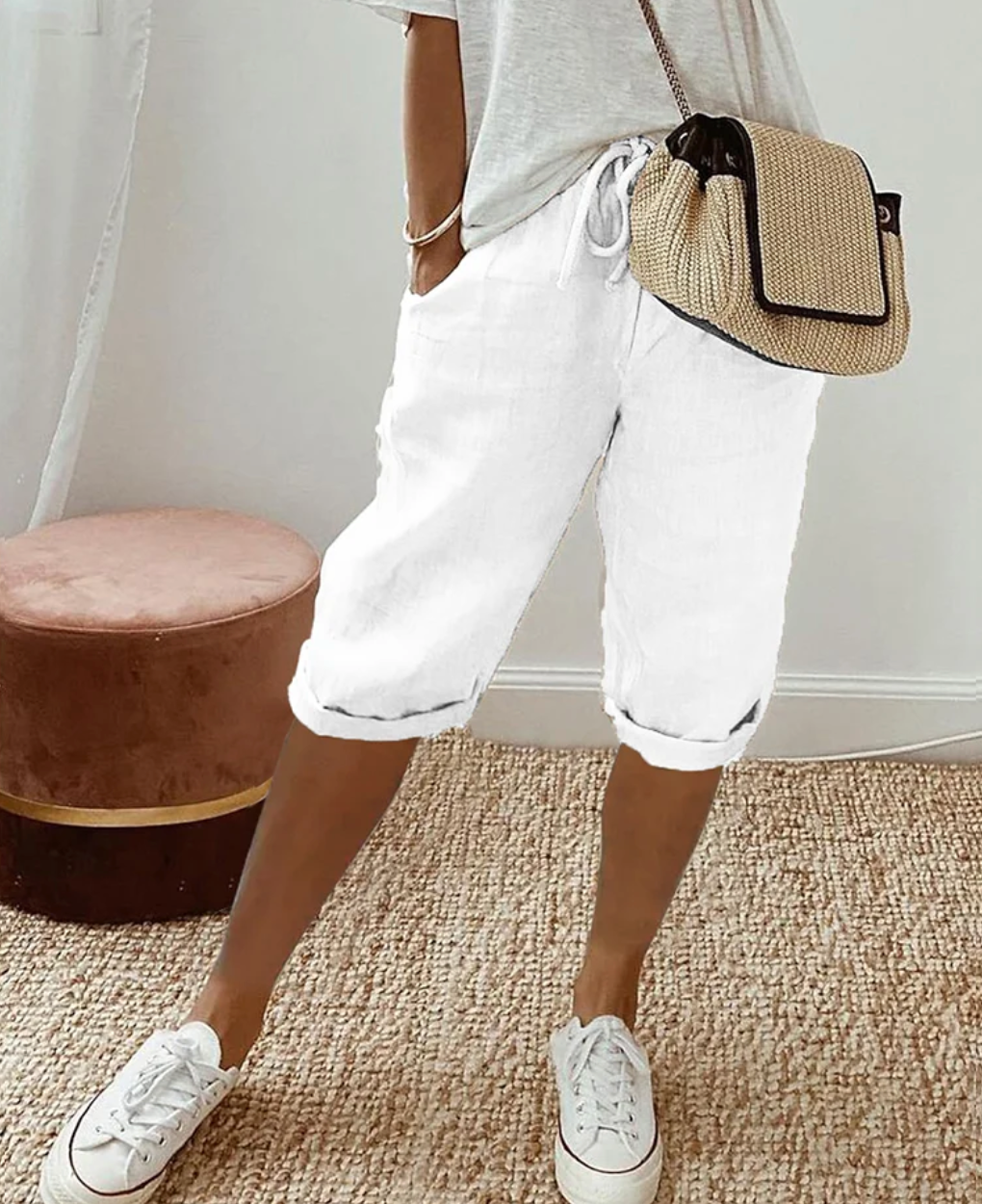 Short Élégant en Lin pour Femmes