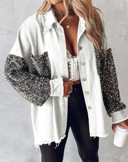 Veste en sequins contrastés pour femmes