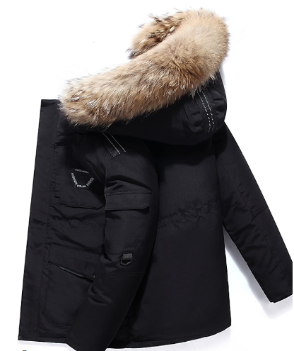 Veste d'hiver avec capuche en fourrure pour hommes