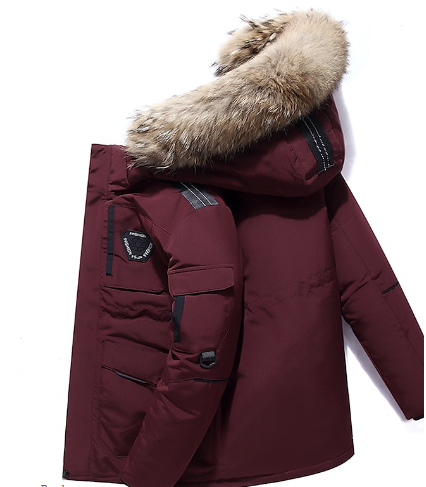 Veste d'hiver avec capuche en fourrure pour hommes