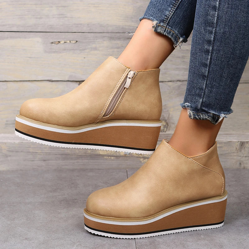 Bottines Élégantes avec Zipper pour Femmes
