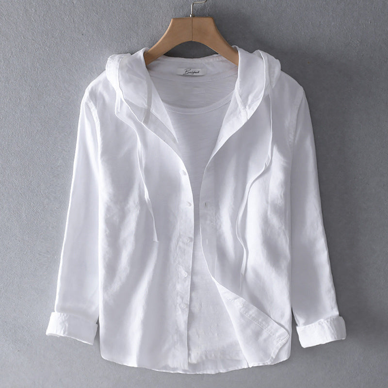Chemise à capuche avec fermeture boutonnée et manches longues