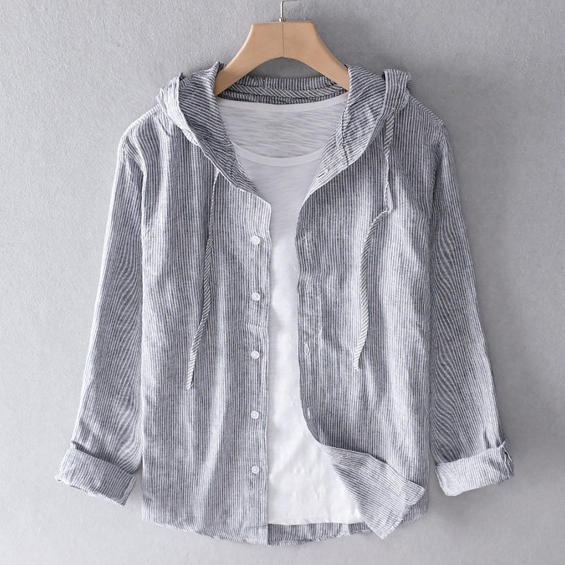 Chemise à capuche avec fermeture boutonnée et manches longues