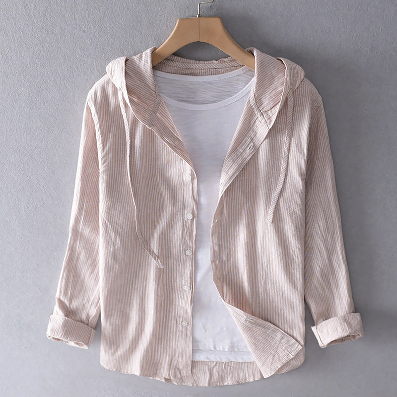 Chemise à capuche avec fermeture boutonnée et manches longues