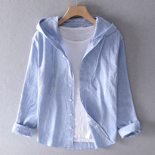 Chemise à capuche avec fermeture boutonnée et manches longues