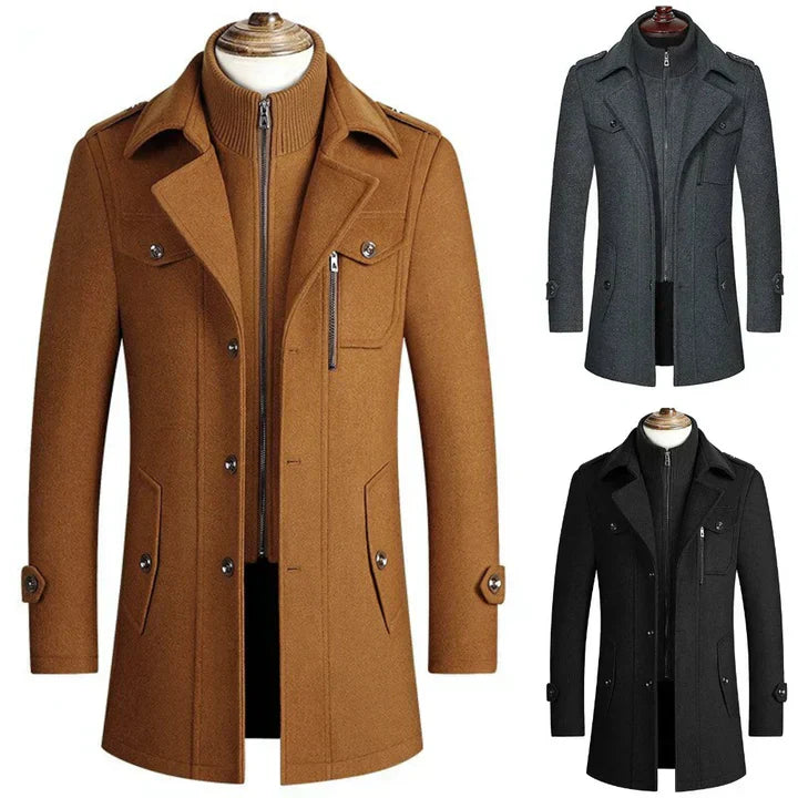 Trench-coat à col ouvert pour hommes