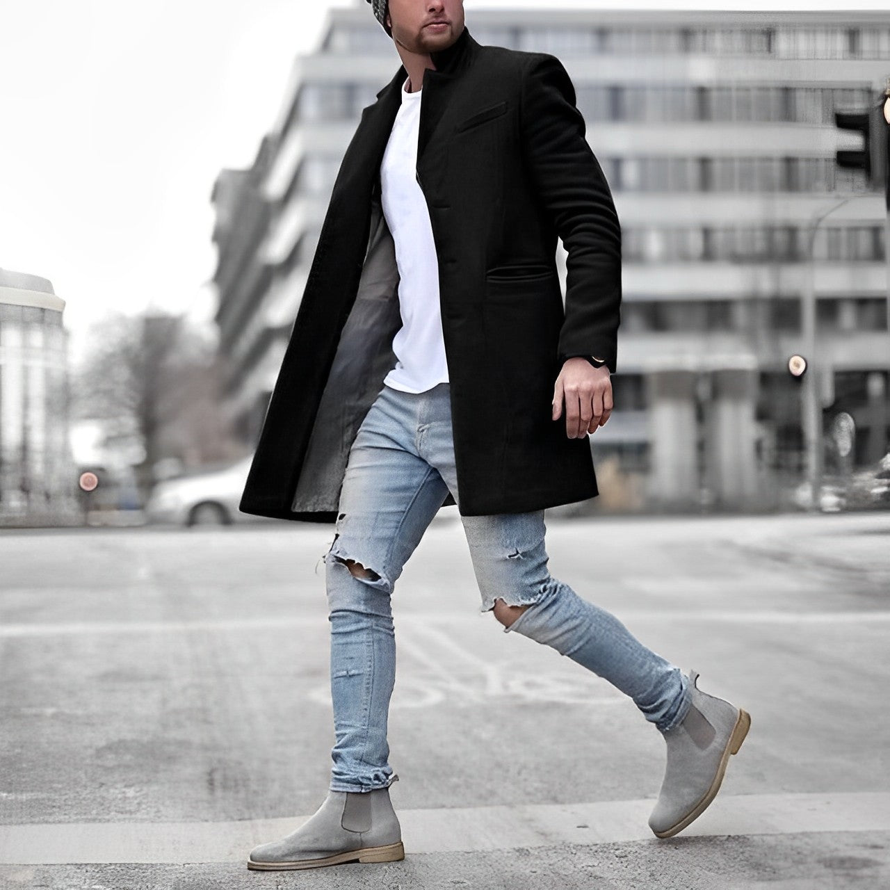 Manteau Élégant en Laine pour Hommes