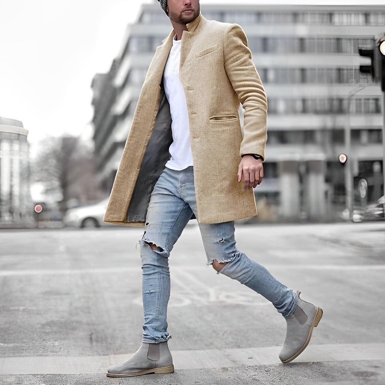 Manteau Élégant en Laine pour Hommes
