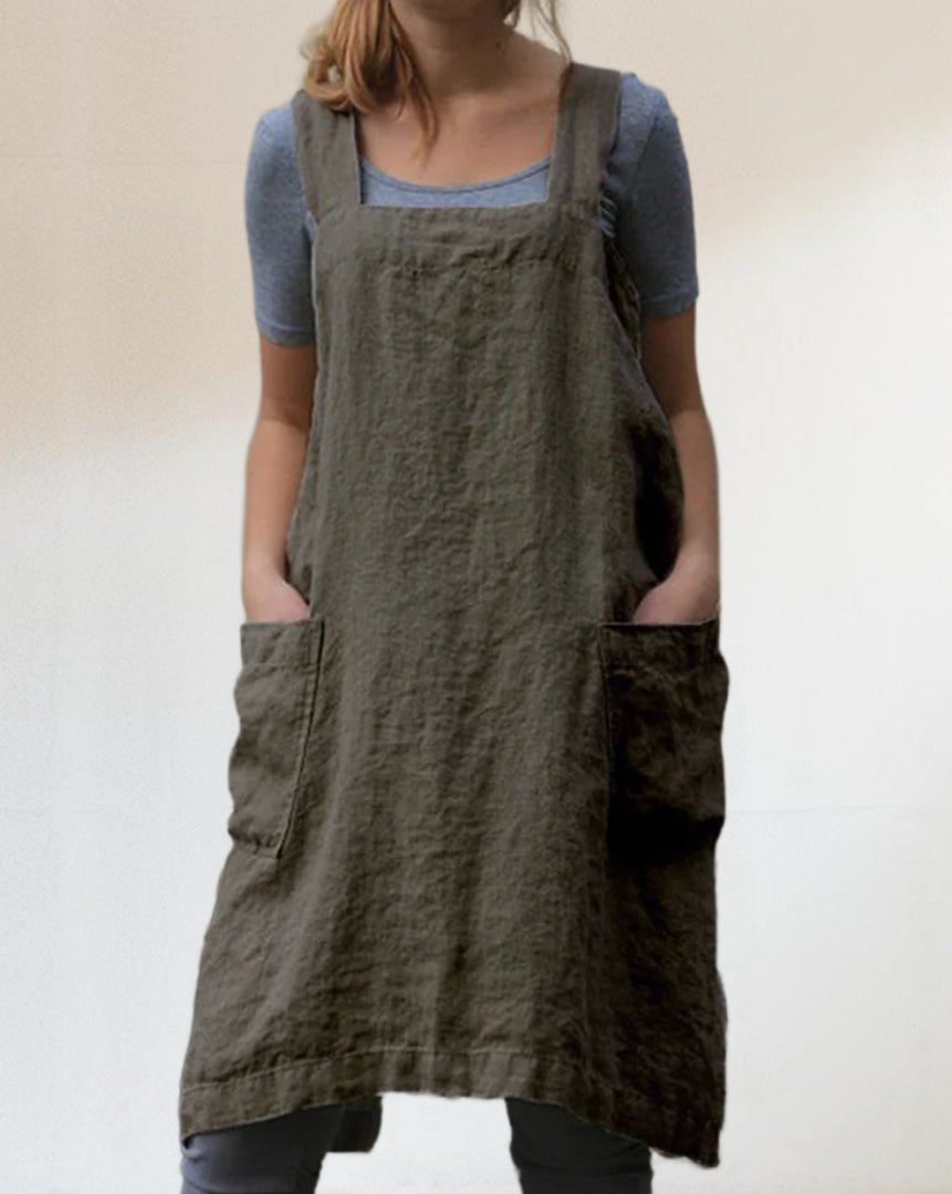 Chic Robe Longue en Mélange de Coton et Lin pour Femmes