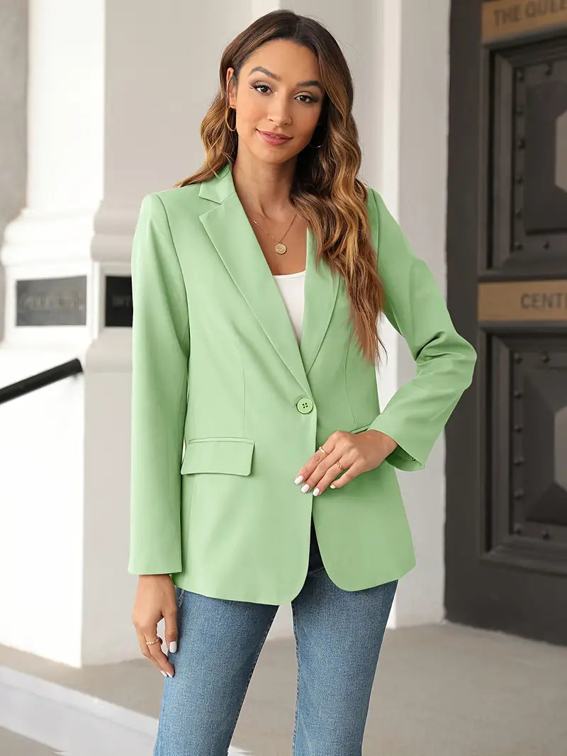 Veste blazer unie avec poches pour femmes