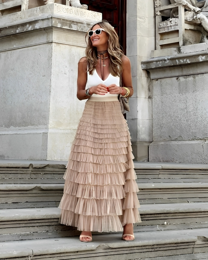 Jupe Chic Longue en Tulle pour Femmes