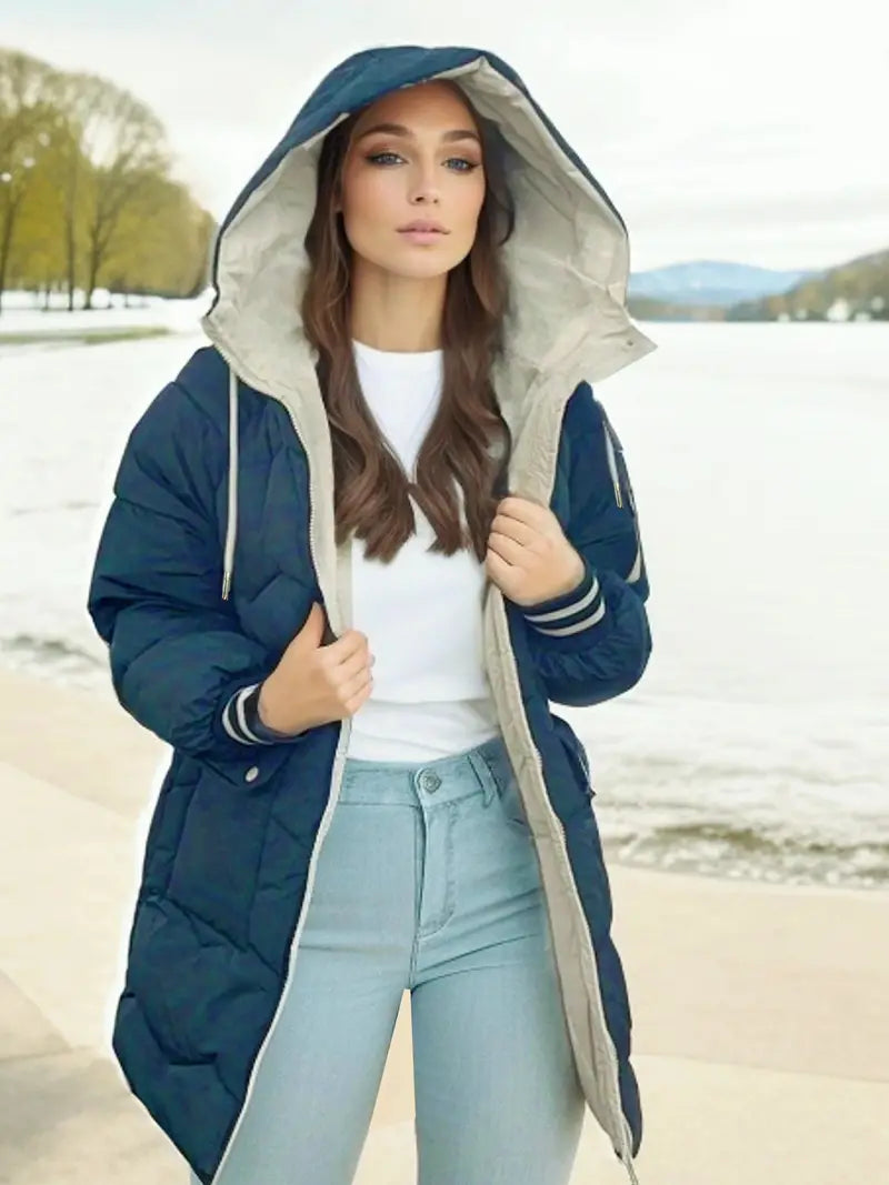 Manteau stylé avec capuche et zip pour femmes