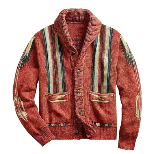 Cardigan jacquard vintage pour hommes