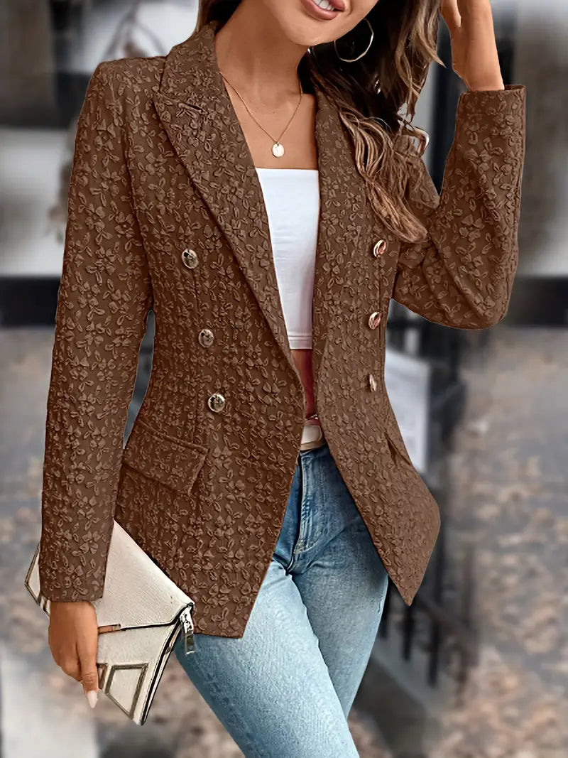 Veste blazer unie avec poches pour femmes