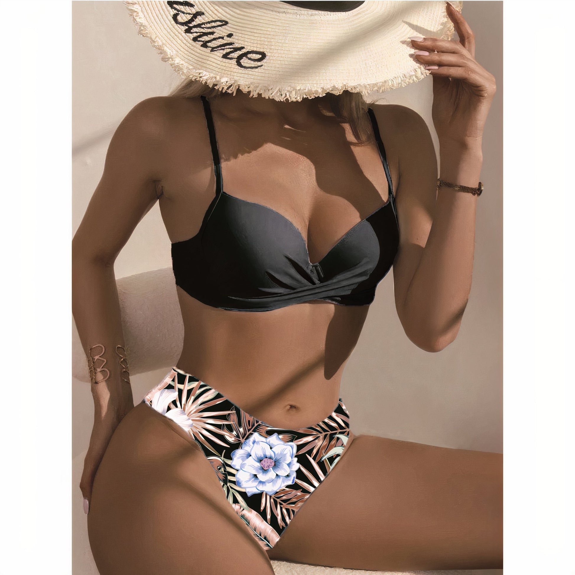 Bikini Élégant à Fleurs avec Kimono pour Femmes - Marie Montel