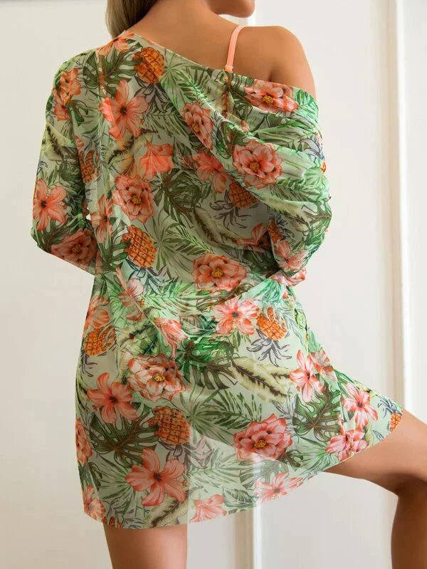 Bikini Élégant à Fleurs avec Kimono pour Femmes - Marie Montel