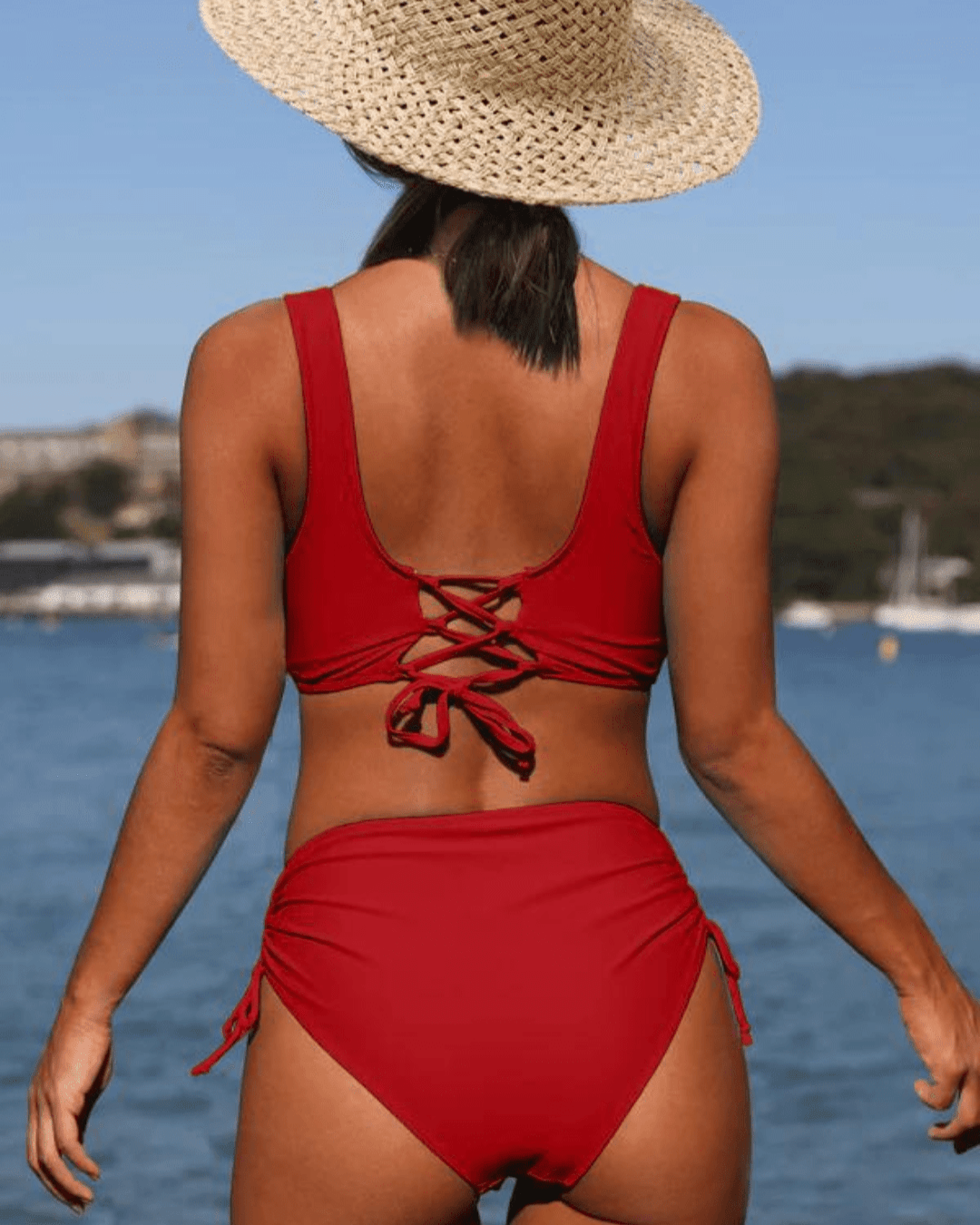 Bikini Uni Sportif avec Cordon de Serrage pour Femmes - Marie Montel