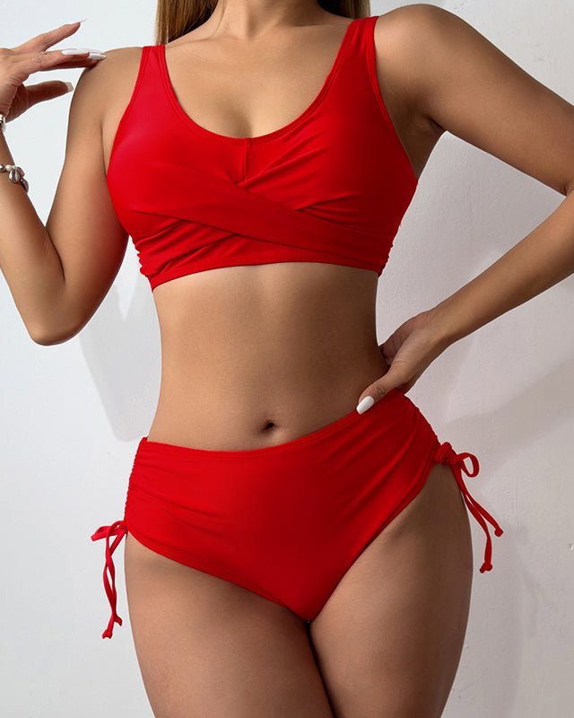 Bikini Uni Sportif avec Cordon de Serrage pour Femmes - Marie Montel