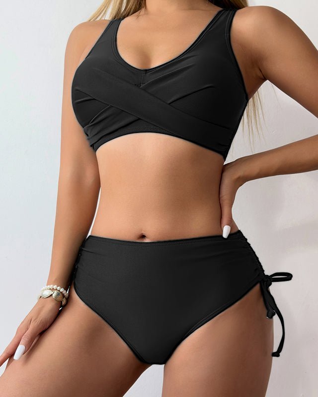 Bikini Uni Sportif avec Cordon de Serrage pour Femmes - Marie Montel