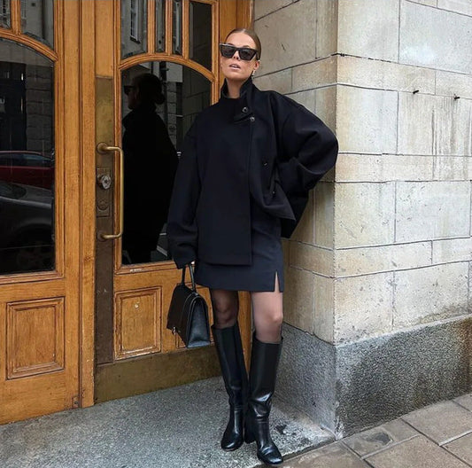 Veste Chic à Col Montant pour Femmes