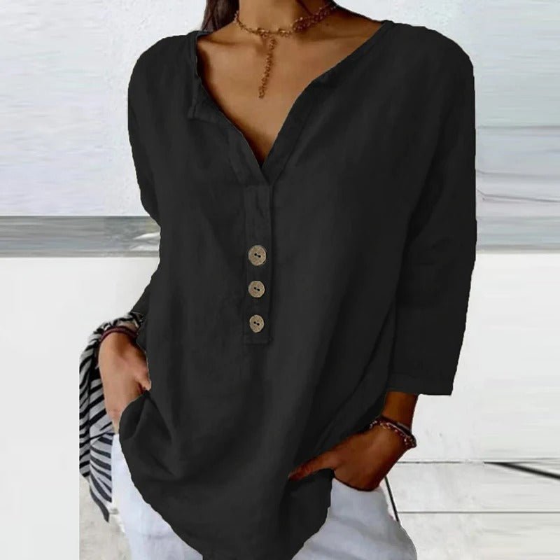 Blouse Décontractée à Col en V pour Femmes - Marie Montel