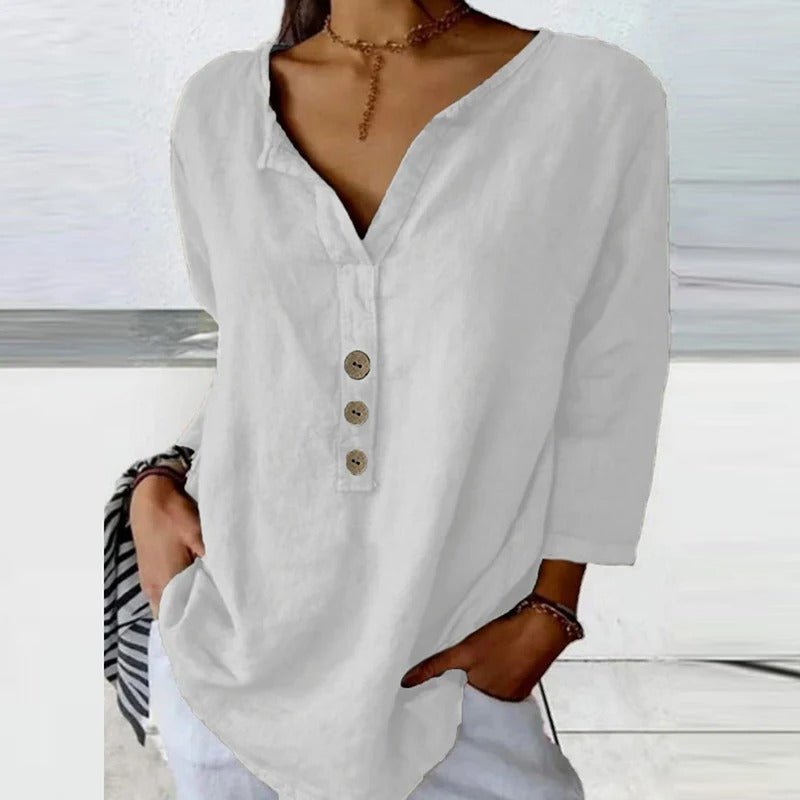 Blouse Décontractée à Col en V pour Femmes - Marie Montel