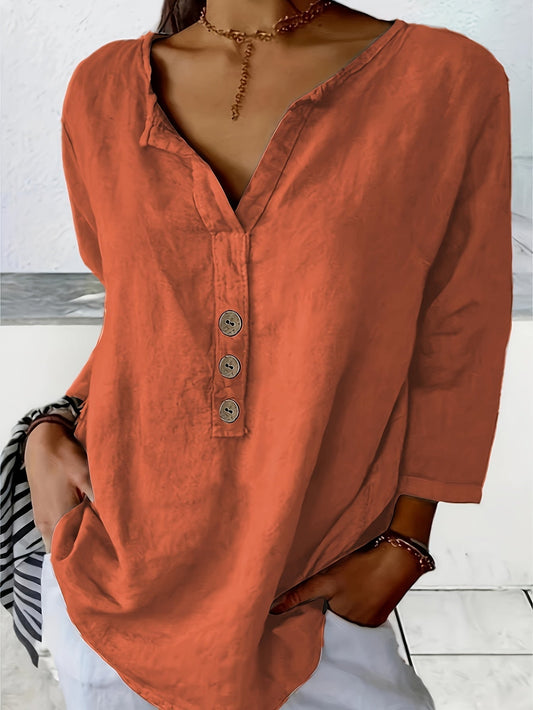 Blouse Décontractée à Col en V pour Femmes - Marie Montel