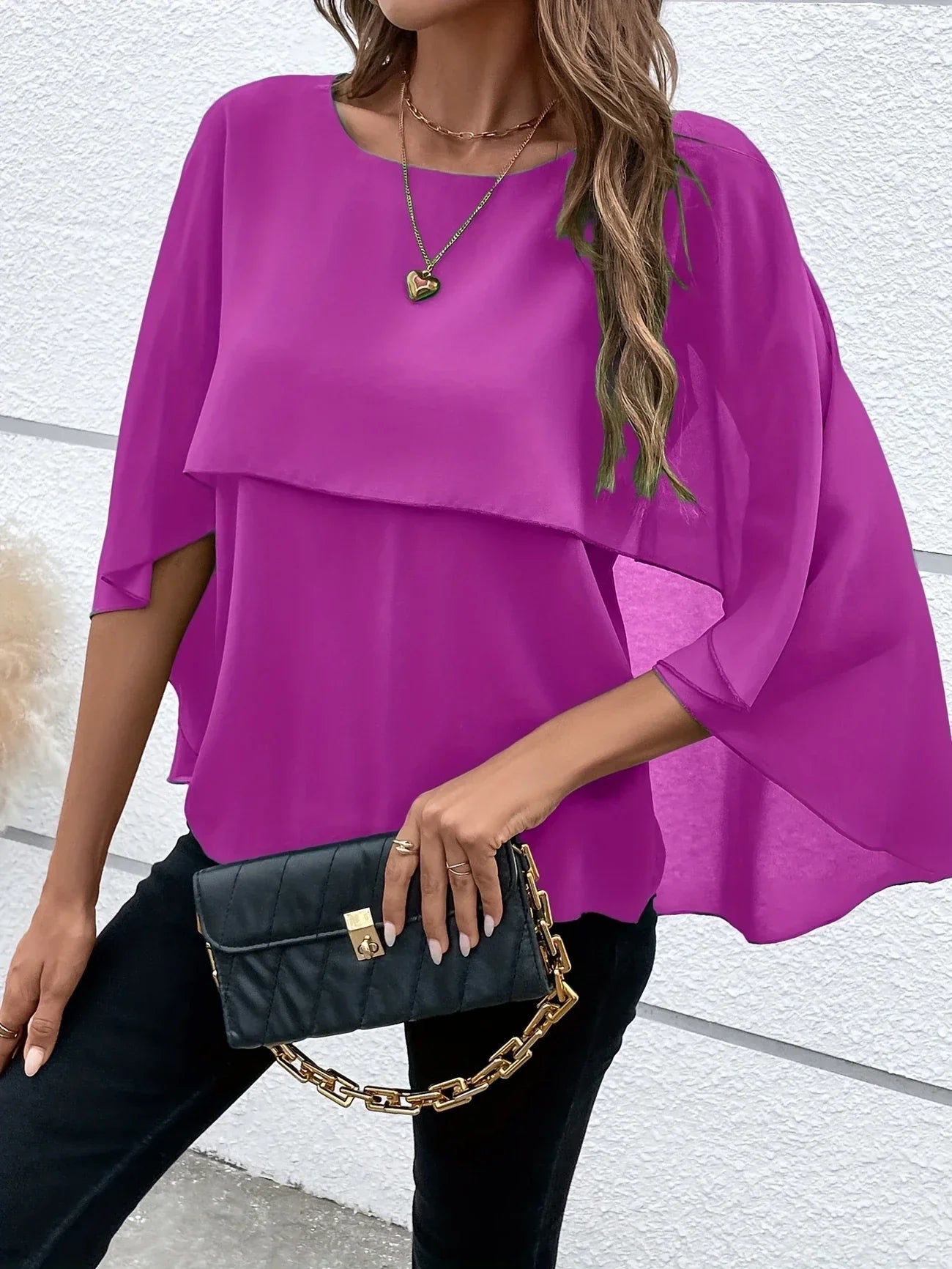 Blouse Élégante à Manches Cape pour Femmes - Marie Montel