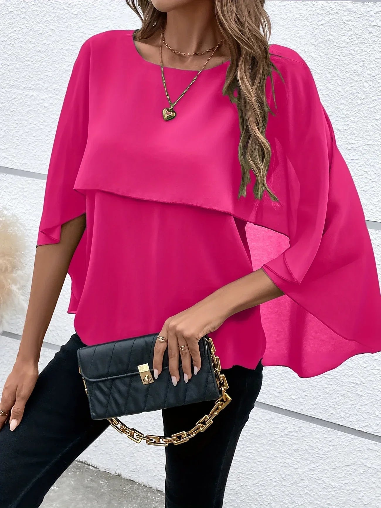 Blouse Élégante à Manches Cape pour Femmes - Marie Montel