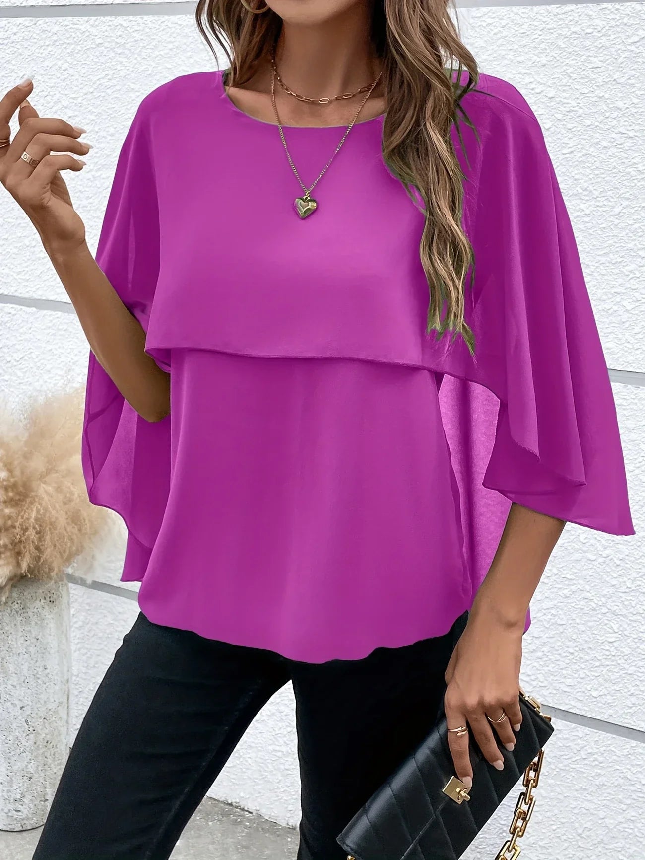 Blouse Élégante à Manches Cape pour Femmes - Marie Montel