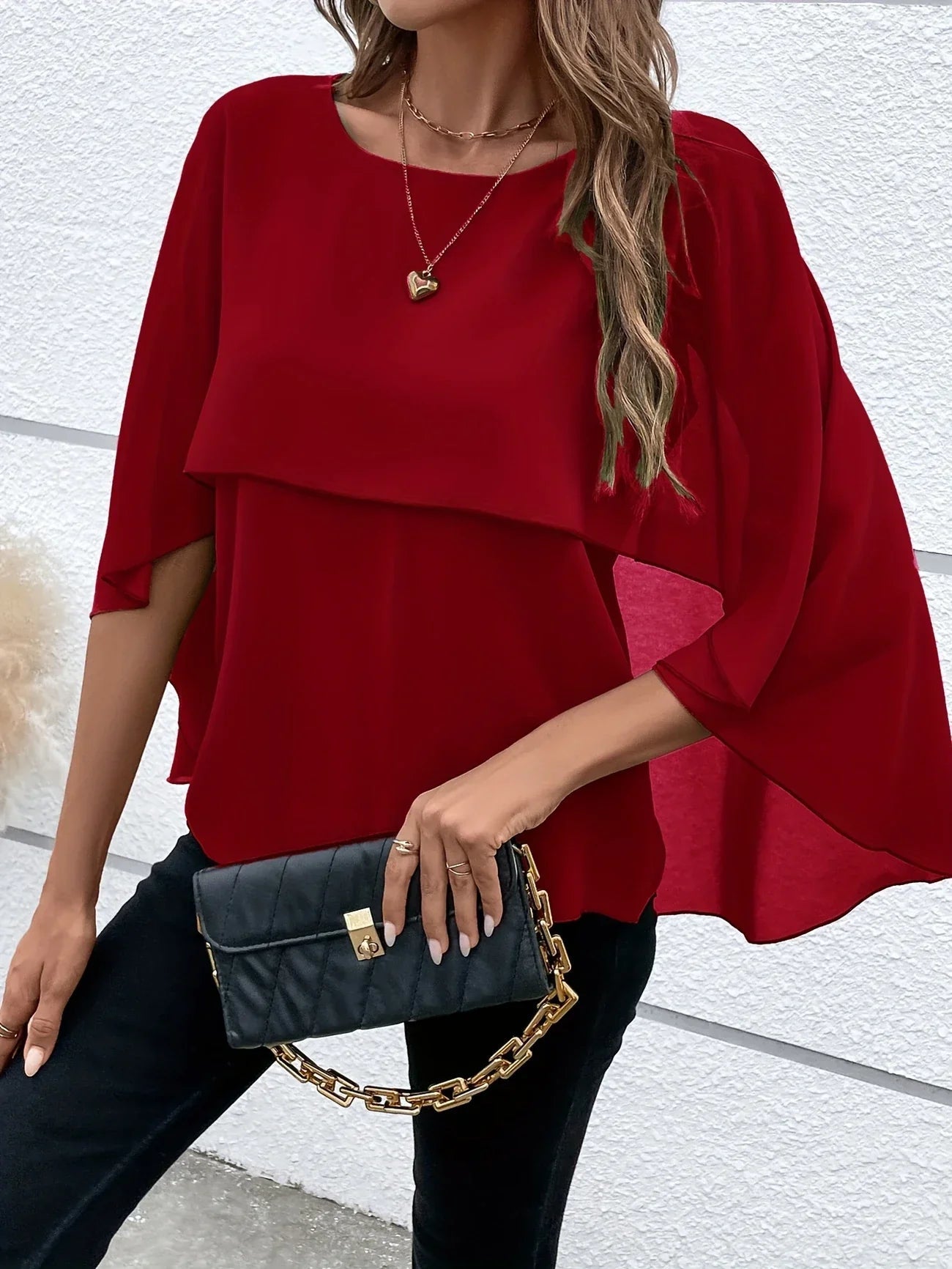Blouse Élégante à Manches Cape pour Femmes - Marie Montel