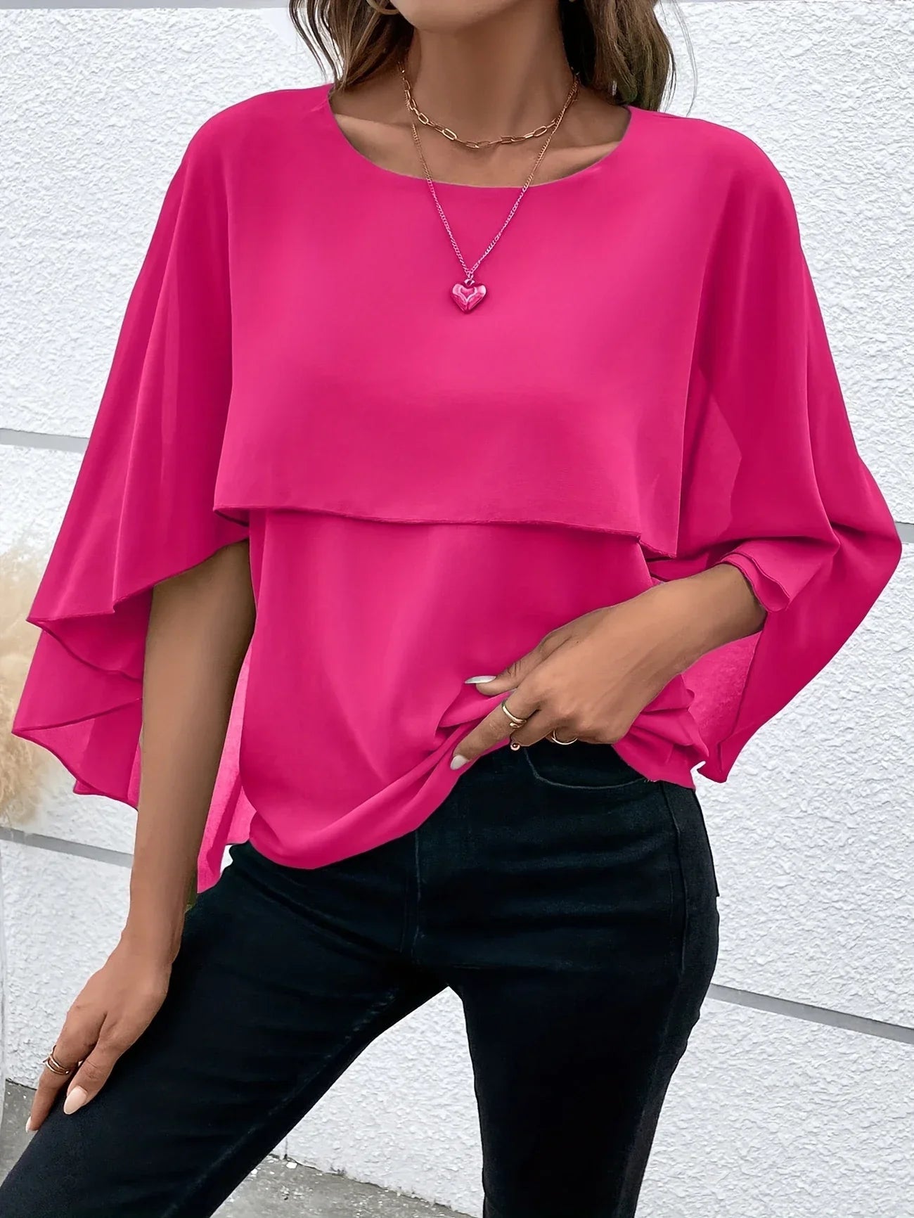Blouse Élégante à Manches Cape pour Femmes - Marie Montel