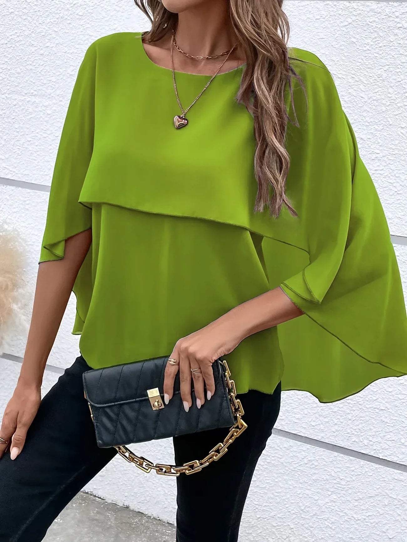 Blouse Élégante à Manches Cape pour Femmes - Marie Montel