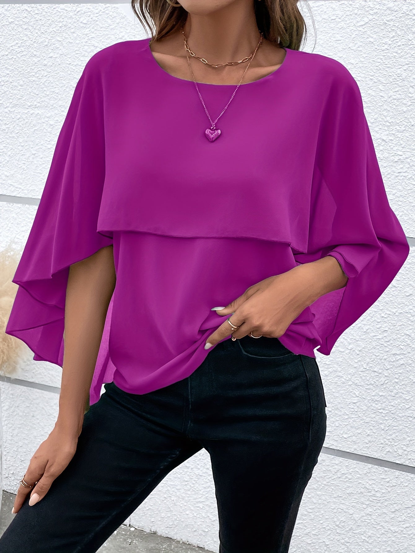 Blouse Élégante à Manches Cape pour Femmes - Marie Montel