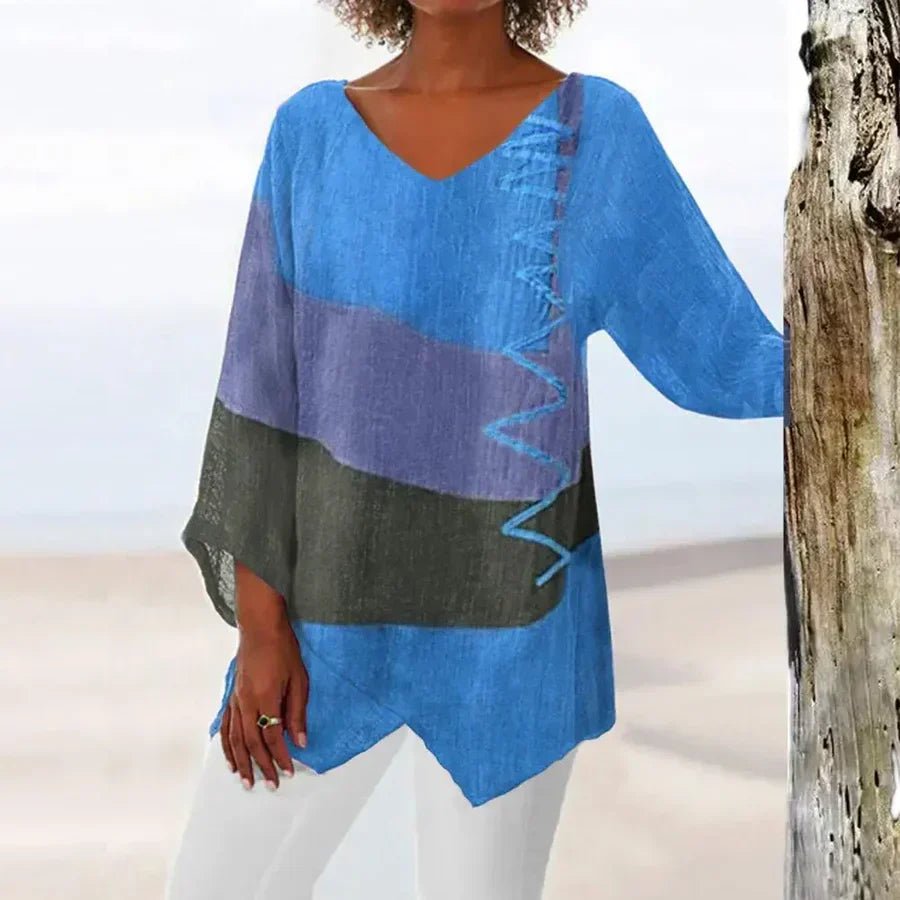 Blouse Élégante à Manches Longues avec Motif Géométrique pour Femmes - Marie Montel